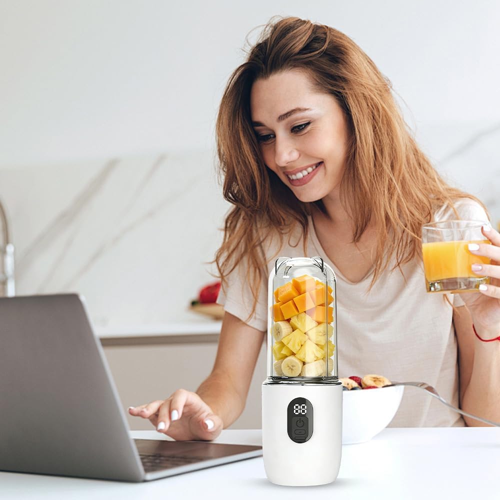 Tragbarer Mixer Smoothie Maker To Go, 500ml Smoothie Maker mit 16 Rostfreien Klingen, Digitalanzeige