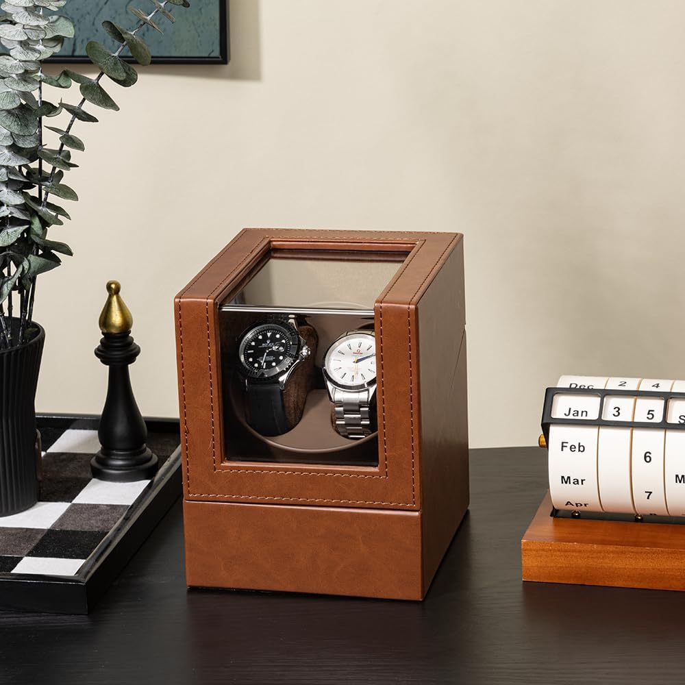 Automatische Uhrenbeweger Box,luxuriöser Uhrenbeweger,Uhrengehäuse mit leisem Mabuchi Motor,Batterie