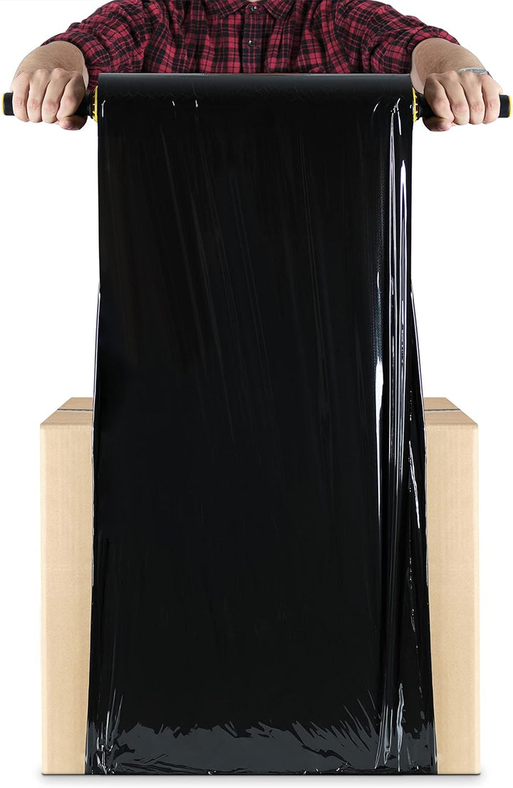 RAGO® Stretchfolie Schwarz Möbel folie 300m folie für möbel Hand Strechfolienrolle I Palettenfolie H