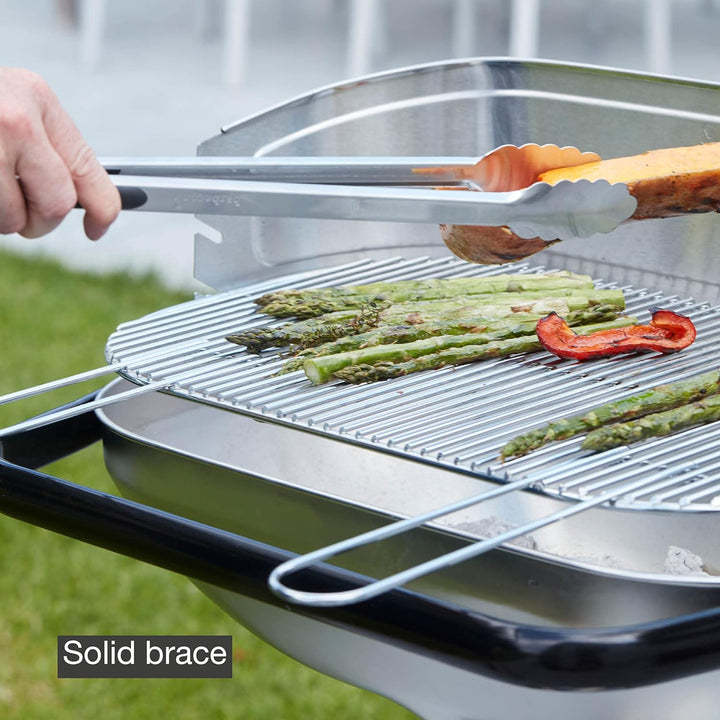 Barbecook Loewy 55 Holzkohlegrill BBQ mit Windschutz aus edelstahl, Grillen für 10 Personen, 60x35x1
