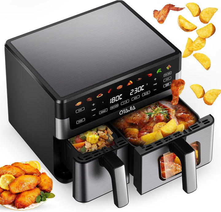 Airfryer Dual Basket 10L 2 Körbe 2 Gerichte Gleichzeitig Fertig Weniger Fett Energieeffizient Einfac