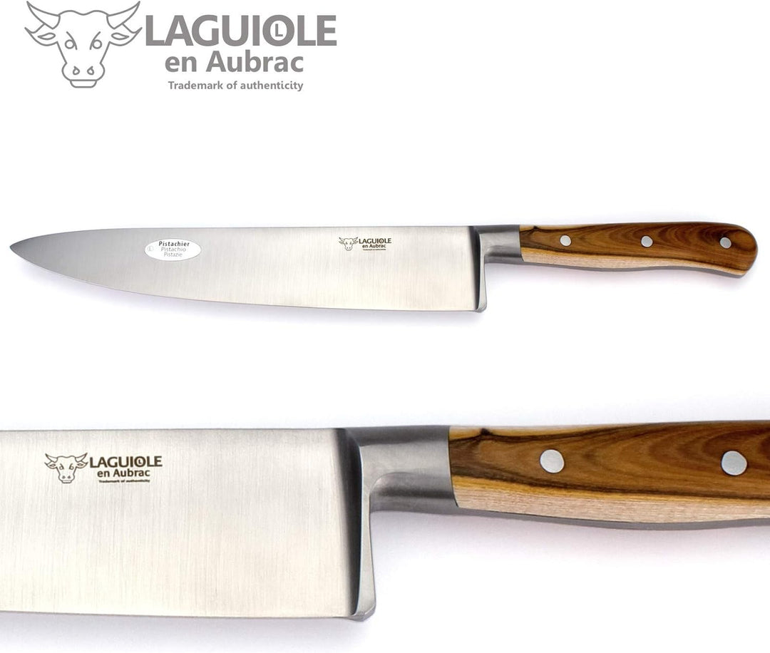 Laguiole en Aubrac Kochmesser Küchenmesser - Klinge 20 cm - Griff Pistazie Pistazienholz - Geschmied