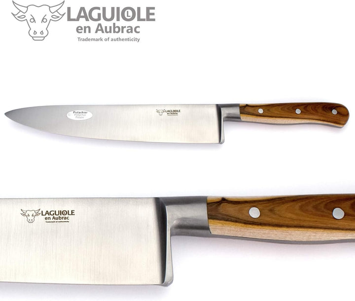 Laguiole en Aubrac Kochmesser Küchenmesser - Klinge 20 cm - Griff Pistazie Pistazienholz - Geschmied
