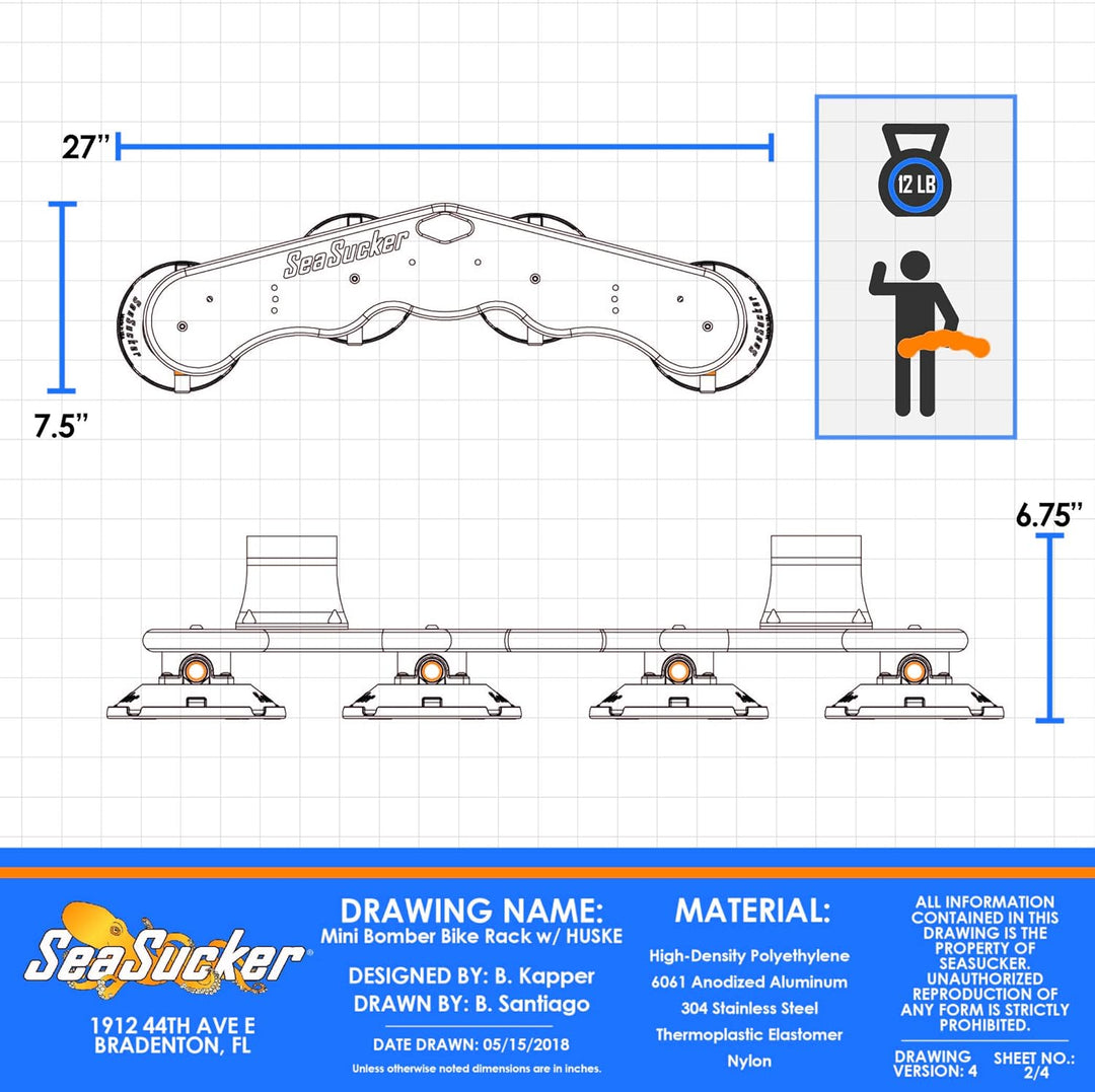 SeaSucker Fahrradträger mit Saugnäpfen schwarz schwarz Mini Bomber, Mini Bomber