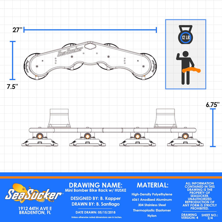 SeaSucker Fahrradträger mit Saugnäpfen schwarz schwarz Mini Bomber, Mini Bomber