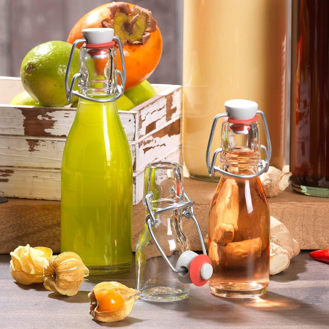 Vitrea 60er Set Leere Bügelflaschen Bügelflasche Glasflaschen 200ml mit Bügelverschluss zum Selbstbe