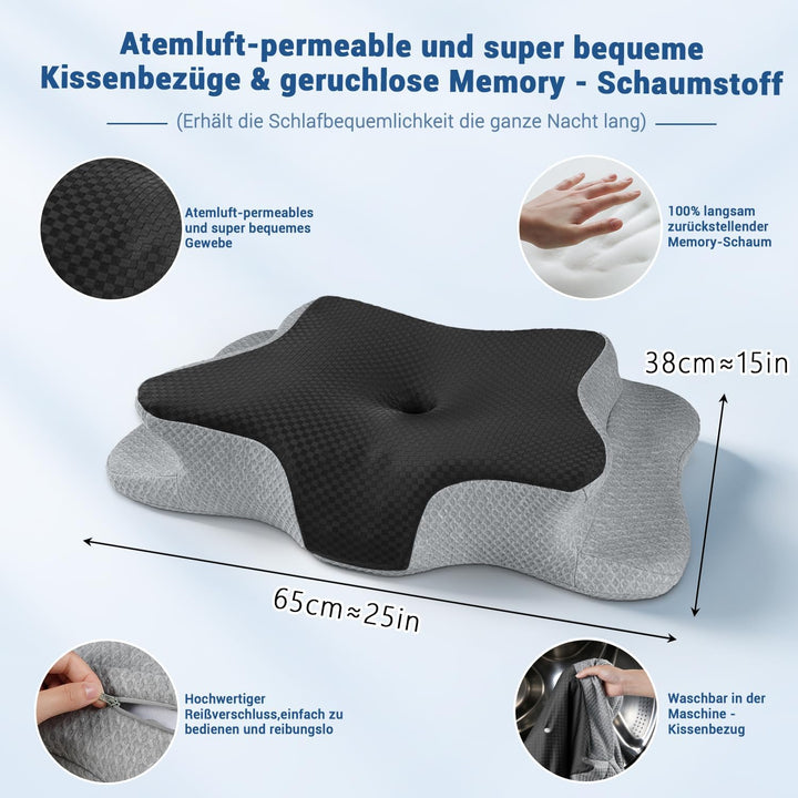 CHxxy Schmetterlingskissen, Memory Foam Nackenkissen, Ergonomisches Kissen | Seitenschläferkissen, N