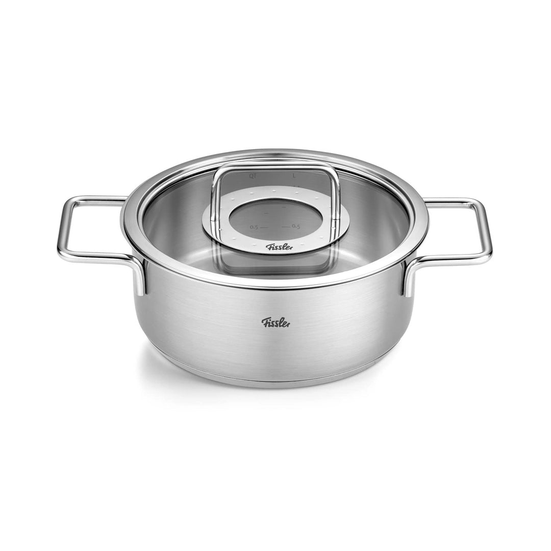 Fissler Pure Collection / Edelstahl-Bratentopf (Ø 20 cm, 2,4L) Töpfe inkl. Glas-Deckel, Innen-Skalie