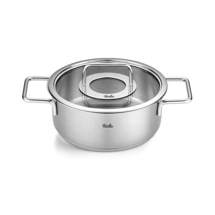 Fissler Pure Collection / Edelstahl-Bratentopf (Ø 20 cm, 2,4L) Töpfe inkl. Glas-Deckel, Innen-Skalie