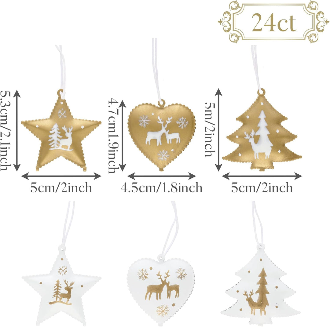 Valery Madelyn 18 Stück eleganter Weihnachtsbaumschmuck in Weiss und Gold, hängende Weihnachtsanhäng