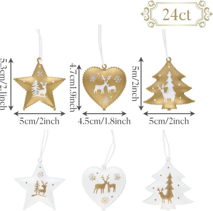 Valery Madelyn 18 Stück eleganter Weihnachtsbaumschmuck in Weiss und Gold, hängende Weihnachtsanhäng