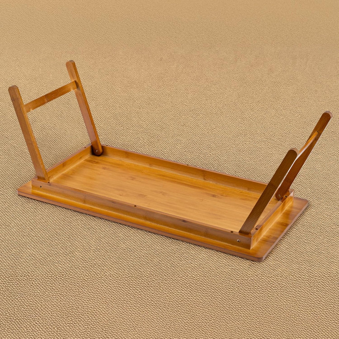 Niedriger Klapptisch aus Bambus 67x34x27 cm – Kleiner Faltbarer Beistelltisch für Balkon, Camping, S