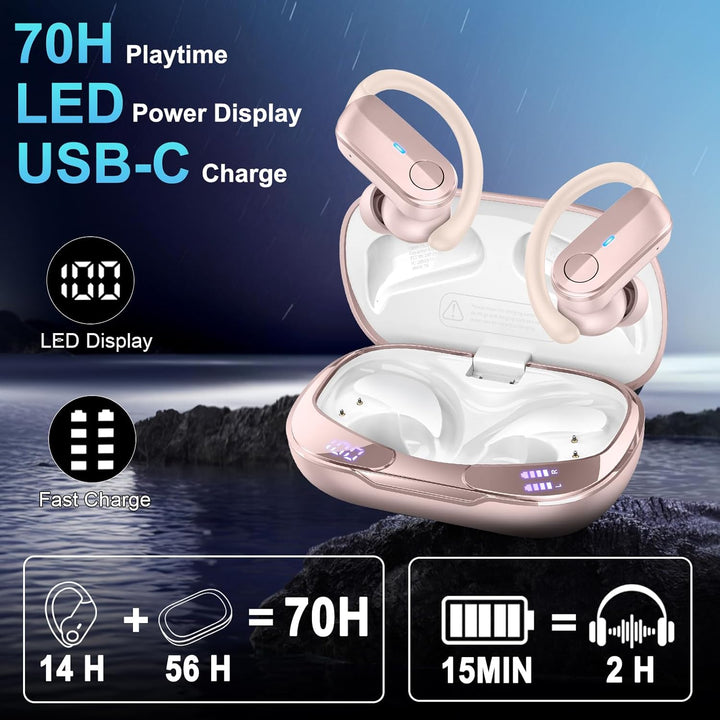 Ordtop Bluetooth Kopfhörer, Kopfhörer Kabellos Bluetooth HiFi Stereo,SY-DE51, A-roségold