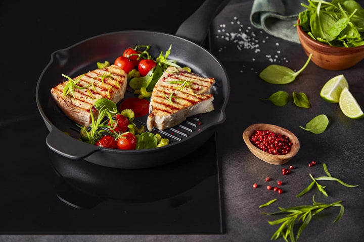 Tefal Natural On Induction G2801902 Grillpfanne, antihaftbeschichtet, 26 cm, Dunkelgrau