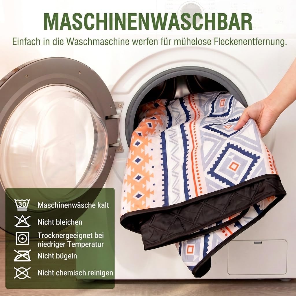 WolfWise Picknickdecke Wasserdicht, 200x200 cm grosse Stranddecke, Faltbare Picknick Decke mit Verst