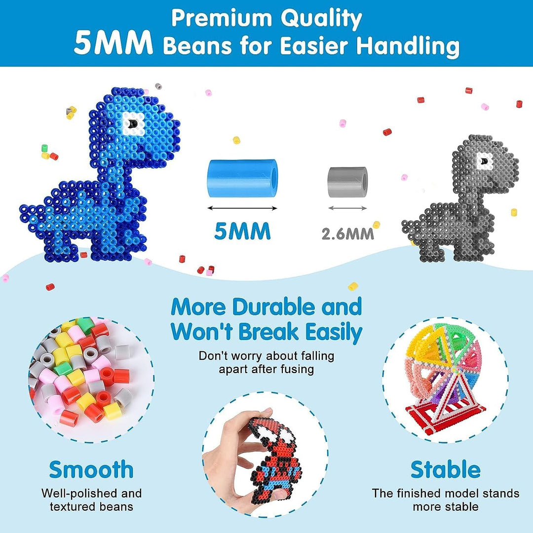 LULUETPUE Bügelperlen Set, Steckperlen mit Aufbewahrungsbox, Platten, Benutzerführung, Kinder DIY Pe