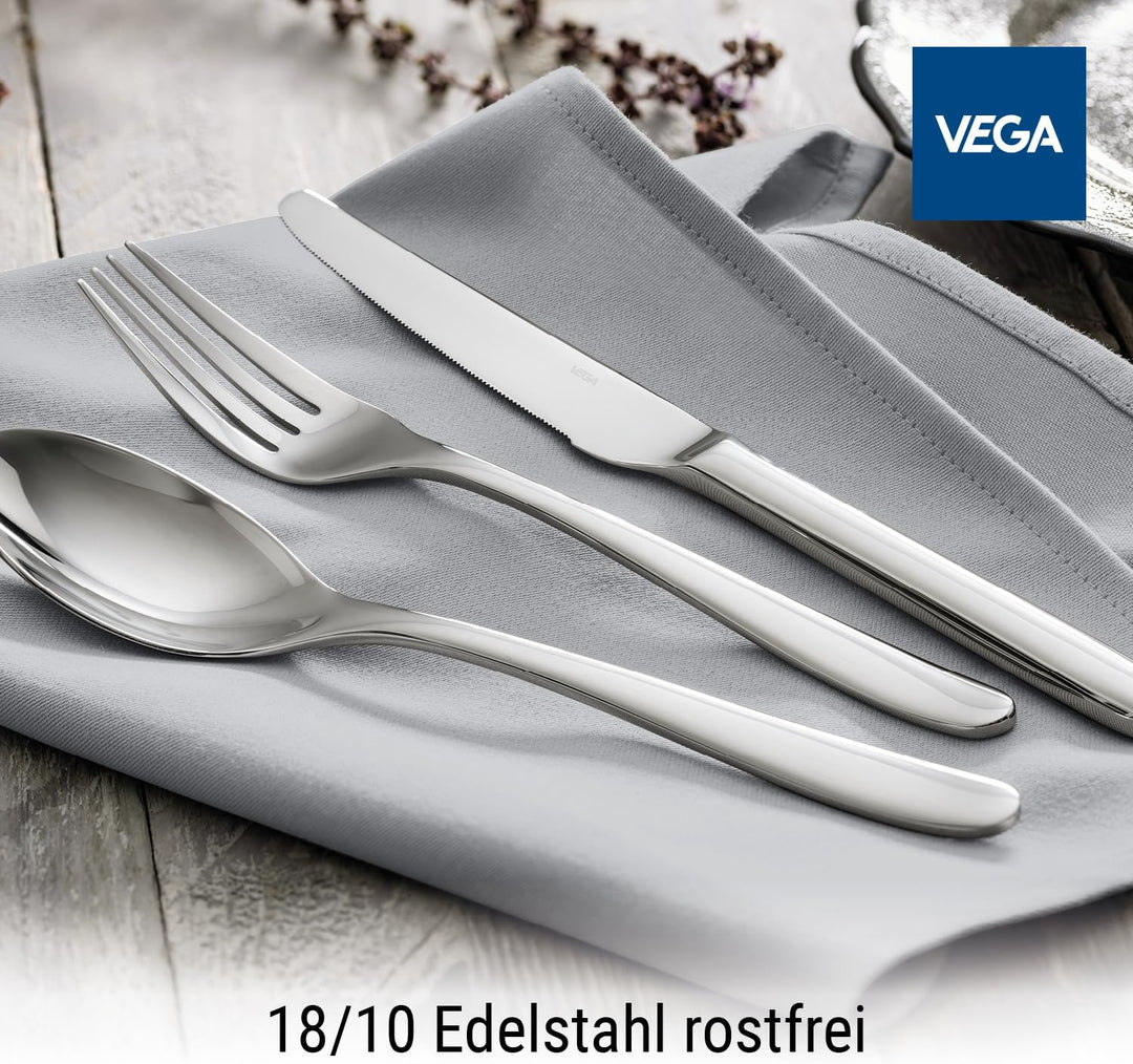 VEGA Grenoble Besteckset 30-teilig für 6 Personen, Silber | Edelstahl 18/10, Hochglanzpoliert, Spülm
