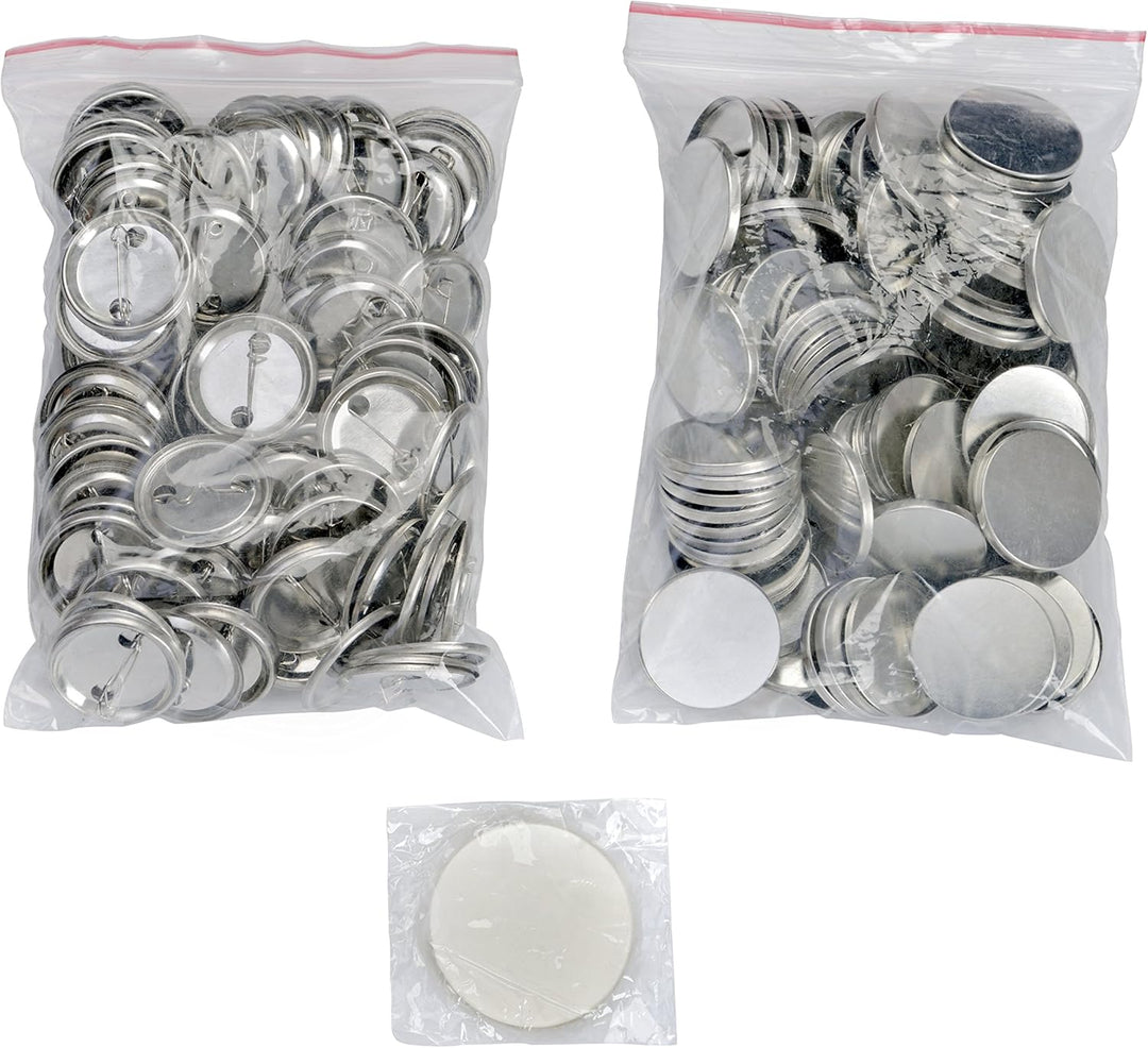 Buttonrohlinge 38mm (100 Stück) für Badgematic Buttonmaschine mit Sicherheitsnadel, 100