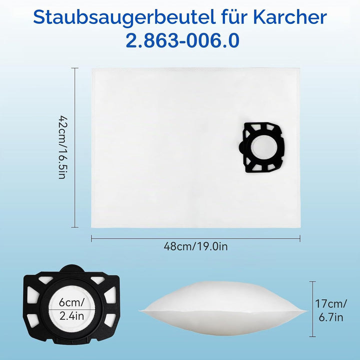 12 Staubsaugerbeutel für Kärcher WD4 WD5 WD6 WD5P WD6P MV4 MV5 MV6, KFI 487 357 grosse Staubbeutel,