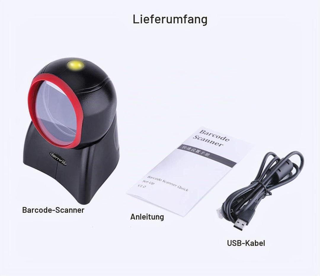 LENVII Omnidirektionaler Freisprech QR Code lesegerät, Desktop Barcode Scanner 1D/2D/QR Code Scanner