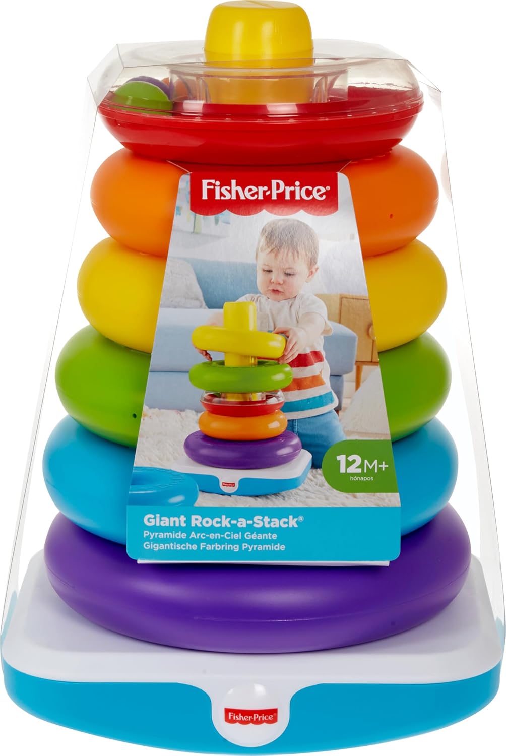Fisher-Price GJW15 - GJW15 Gigantische Farbring Pyramide, Stapelspielzeug mit Ringen für Babys und K