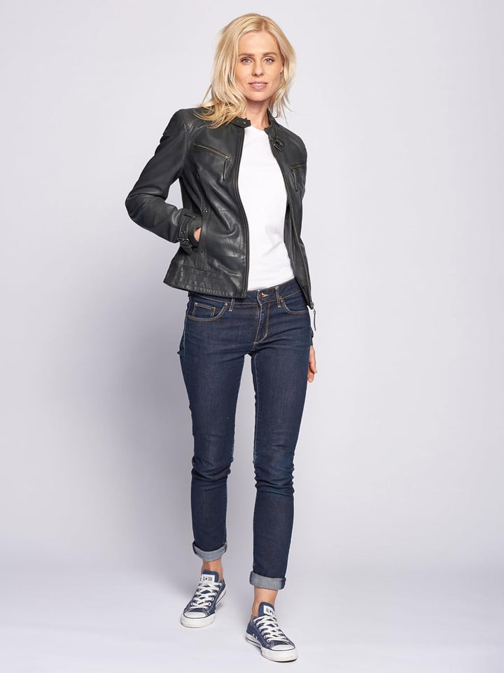 MAZE Damen Lederjacke 31Ryana S dark grey, S dark grey