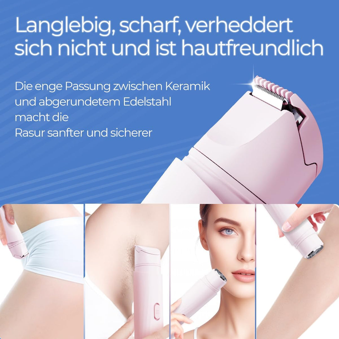 Damen-Elektrorasierer, IPX7 wasserdicht, für Nass- und Trockengebrauch geeignet, Doppelköpfe für Bei