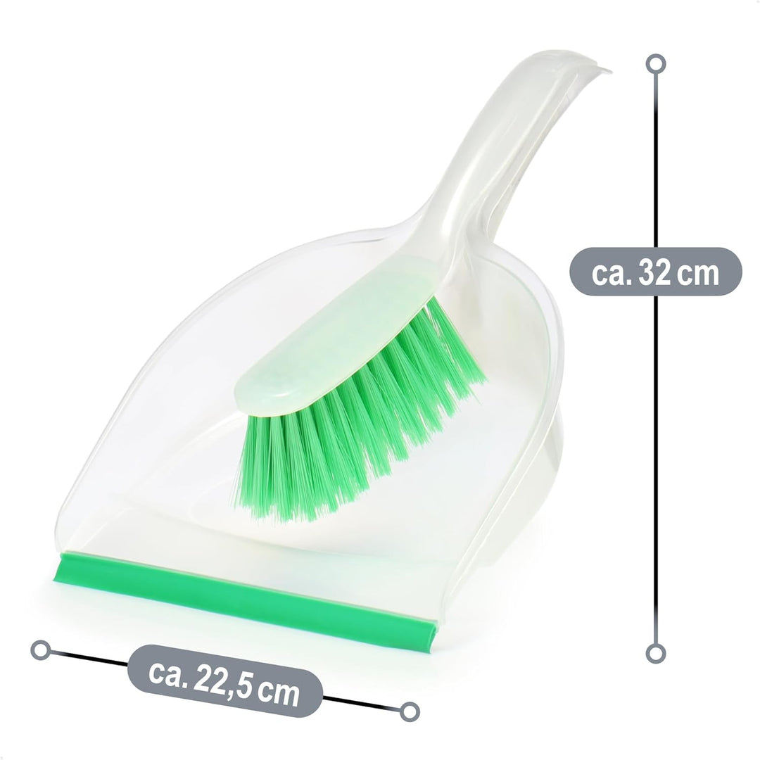 com-four® 2X Kehrgarnitur - grünes Kehr-Set aus Handfeger und Kehrschaufel - farbenfrohes Haushaltsr