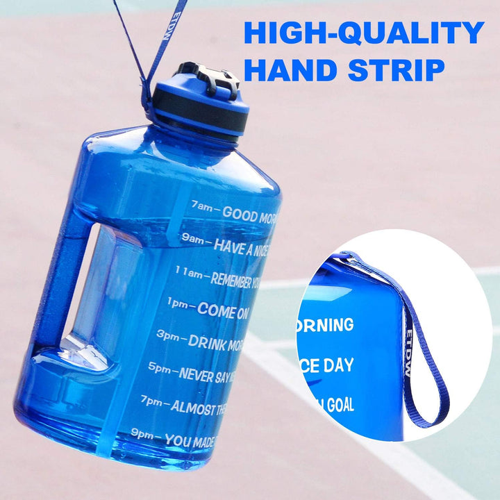 ETDW 3,78 Liter Trinkflasche Sport mit Zeitangaben und Strohhalme, 3,78L Gross Sportflasche BPA Frei