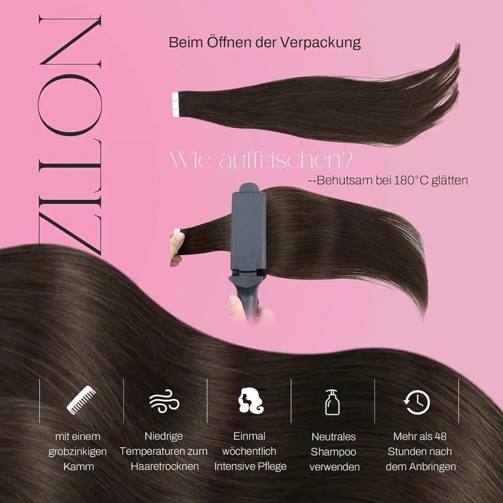 Moresoo Invisible Tape Extensions Echthaar 60 cm Tape in Haarverlängerungen Klebe Extensions Echthaa