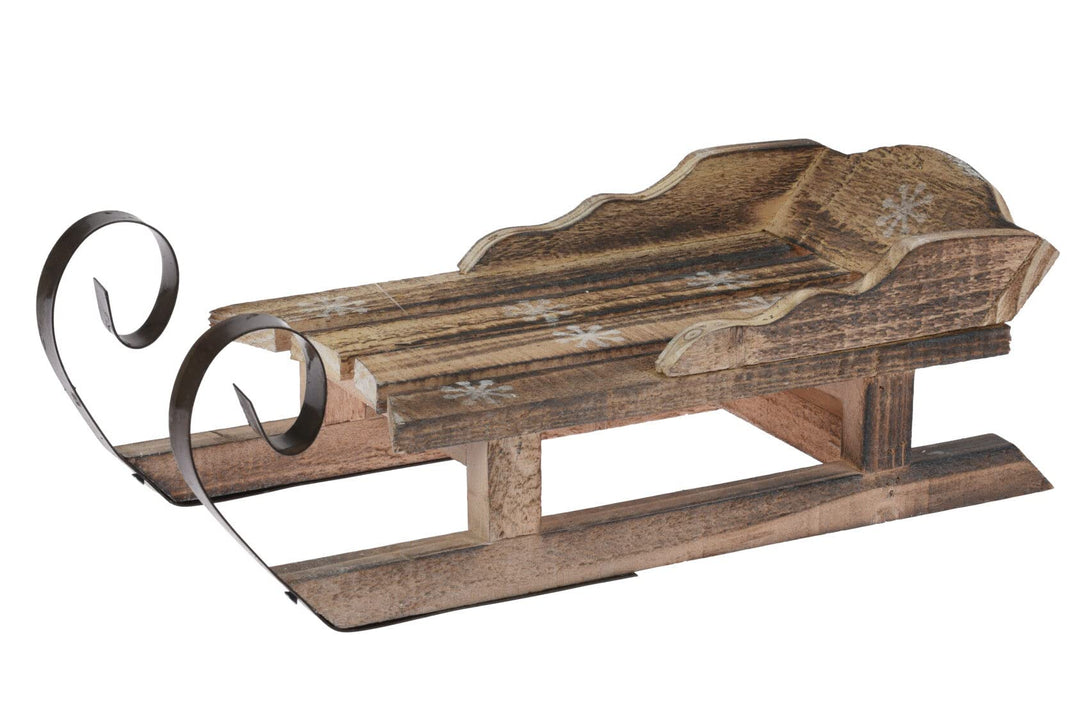 Spetebo Deko Holz Schlitten mit Metallkufen - 47 cm/gross - Weihnachts Tischdeko im antiken Look - W
