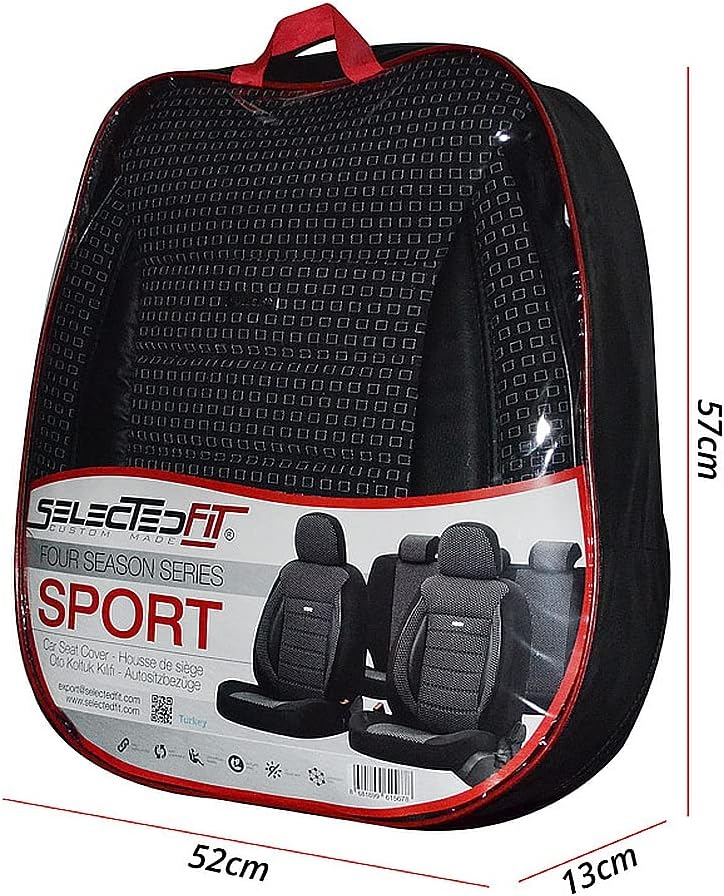 Universelle Stoff Sitzbezüge 'SelectedFit Sports' Schwarz/Blau - 11-Teilig- - kompatibel mit Side-Ai