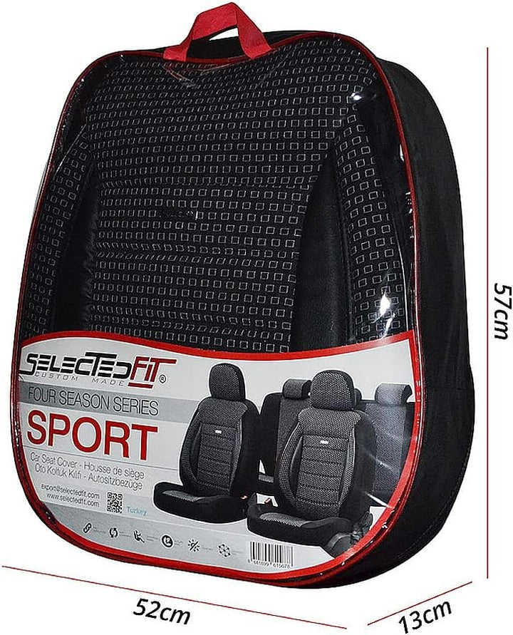 Universelle Stoff Sitzbezüge 'SelectedFit Sports' Schwarz/Blau - 11-Teilig- - kompatibel mit Side-Ai