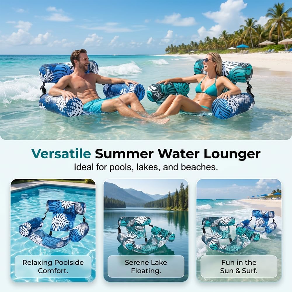 Luftmatratze Pool Wasser für Erwachsene, Aufblasbarer Sesse, Luftmatratze Wasser Sitz Hängematte Erw