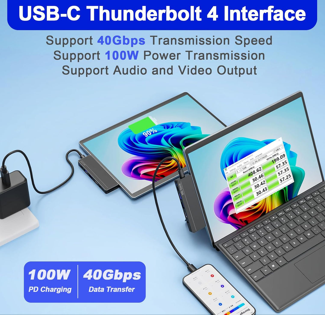 Surface Pro 11/10/9/8/X Docking Station – Surface Pro 9/10/11 Adapter mit 4K HDMI, Thunderbolt 4 (8K