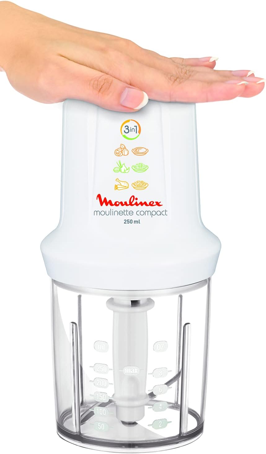 Moulinex DJ300110 Mini Chopper Elektro Moulinette Compact Shaker mit Deckel Weiss 270 W, 270 W
