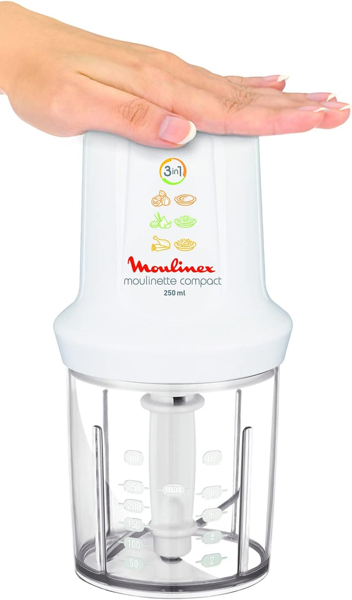 Moulinex DJ300110 Mini Chopper Elektro Moulinette Compact Shaker mit Deckel Weiss 270 W, 270 W