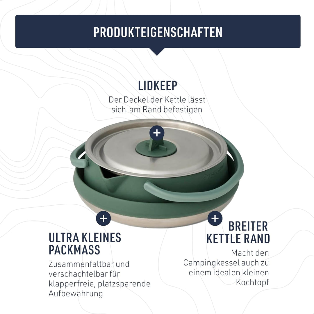Sea to Summit - Detour Kettle 1,6L - Zusammenfaltbarer Campingkessel - 2 Personen - Platzsparender W