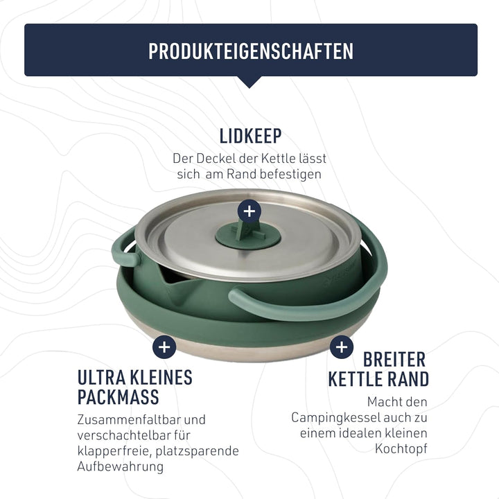 Sea to Summit - Detour Kettle 1,6L - Zusammenfaltbarer Campingkessel - 2 Personen - Platzsparender W