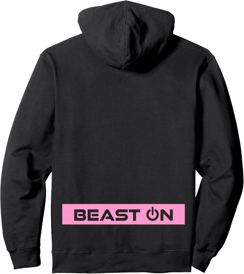 Beast ON Rücken Motiv rosa Farbe Fitness Gym Motivation Pullover Hoodie