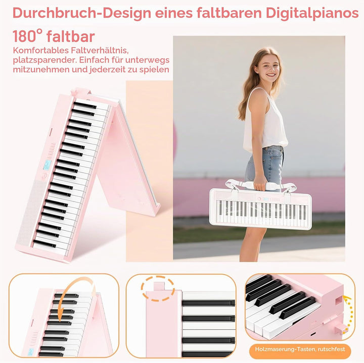 TERENCE Digitalpiano, Musikinstrument für Erwachsene, mit 88 gewichteten Tasten, 1800 mAh Akku, 2 x