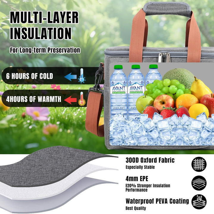18.6L Kühltasche klein unterwegs, Isolierte Cooler Bag Lunchtasche faltbar für Herren und Damen, Wie