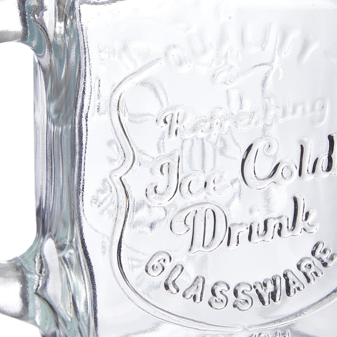 Relaxdays Trinkgläser mit Deckel und Strohhalm, 12er Set Limonadengläser, 500 ml, Retro Sommergläser