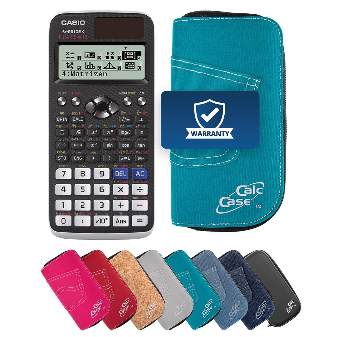 Casio FX 991DE X Schulrechner mit CalcCase Schutztasche, Wissenschaftlicher Taschenrechner – ideal f