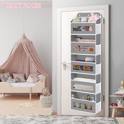 KYEVIS Hängeorganizer Tür mit 5 Fächern, Hängeregal mit Klarsichtfenster, Faltbarer Hängeorganizer C