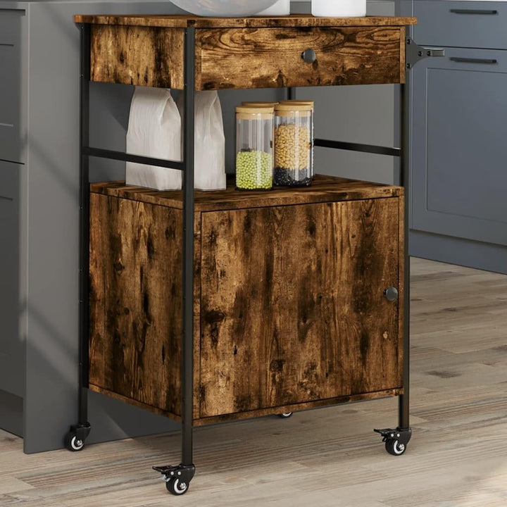 vidaXL Küchenwagen Räuchereiche 56x43x89,5 cm Holzwerkstoff, Räuchereiche