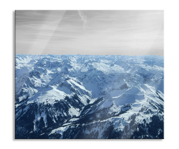 Alpen mit Schneespitzen Herdabdeckplatte & Spritzschutz aus Echtglas | Für Herd-Kochfelder | 60x52 c
