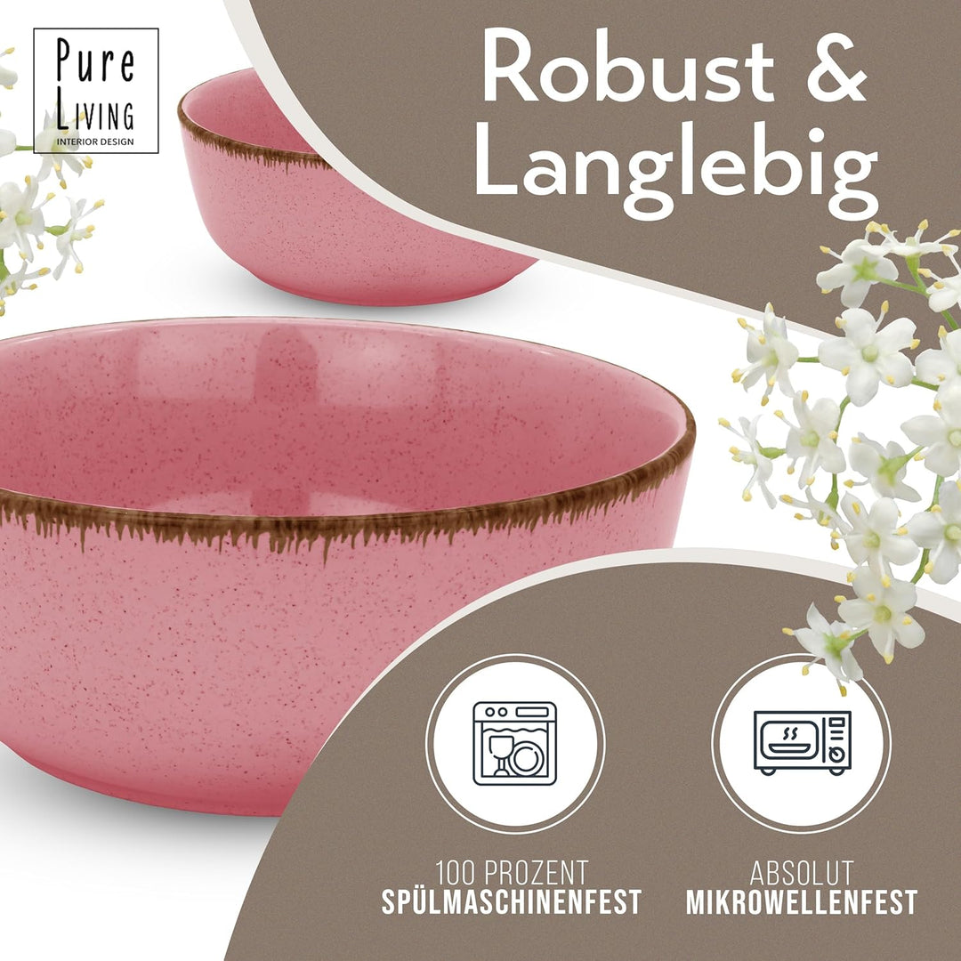Steingut Suppenteller 6 Pers. Rustic Hochwertiges Landhausstil TEST SEHR GUT Tiefe Teller Set - Krat