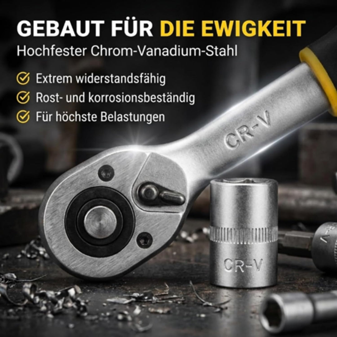 TOPEX Werkzeugkoffer 219-tlg: 1/2", 3/8", 1/4" Nüsse, Ratschen, Bits, Knarrenkasten, Für Kfz, Werkst