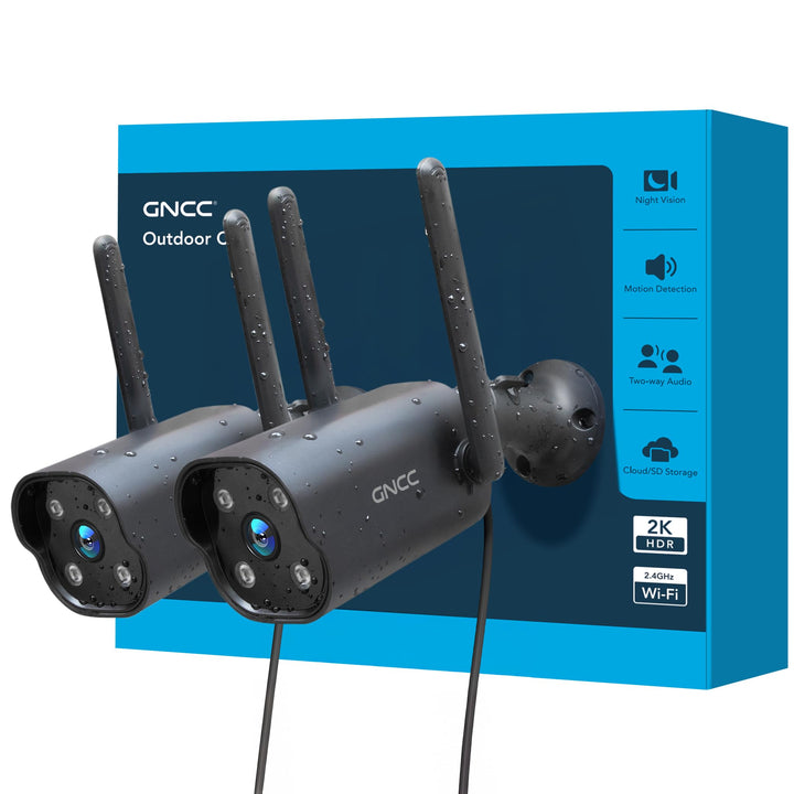 GNCC GT1PRO 2-Kamera-Set, 2K-WLAN-Aussenkamera, IP65 wasserdicht, Infrarot-Nachtsicht, Bewegungserke